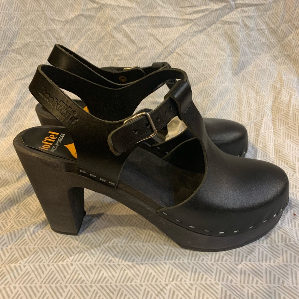 Swedish Hasbeens Black Platform Sandal Size 39